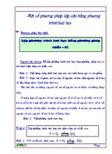 Chuyên đề Một số phương pháp lập cân bằng phương trình hoá học